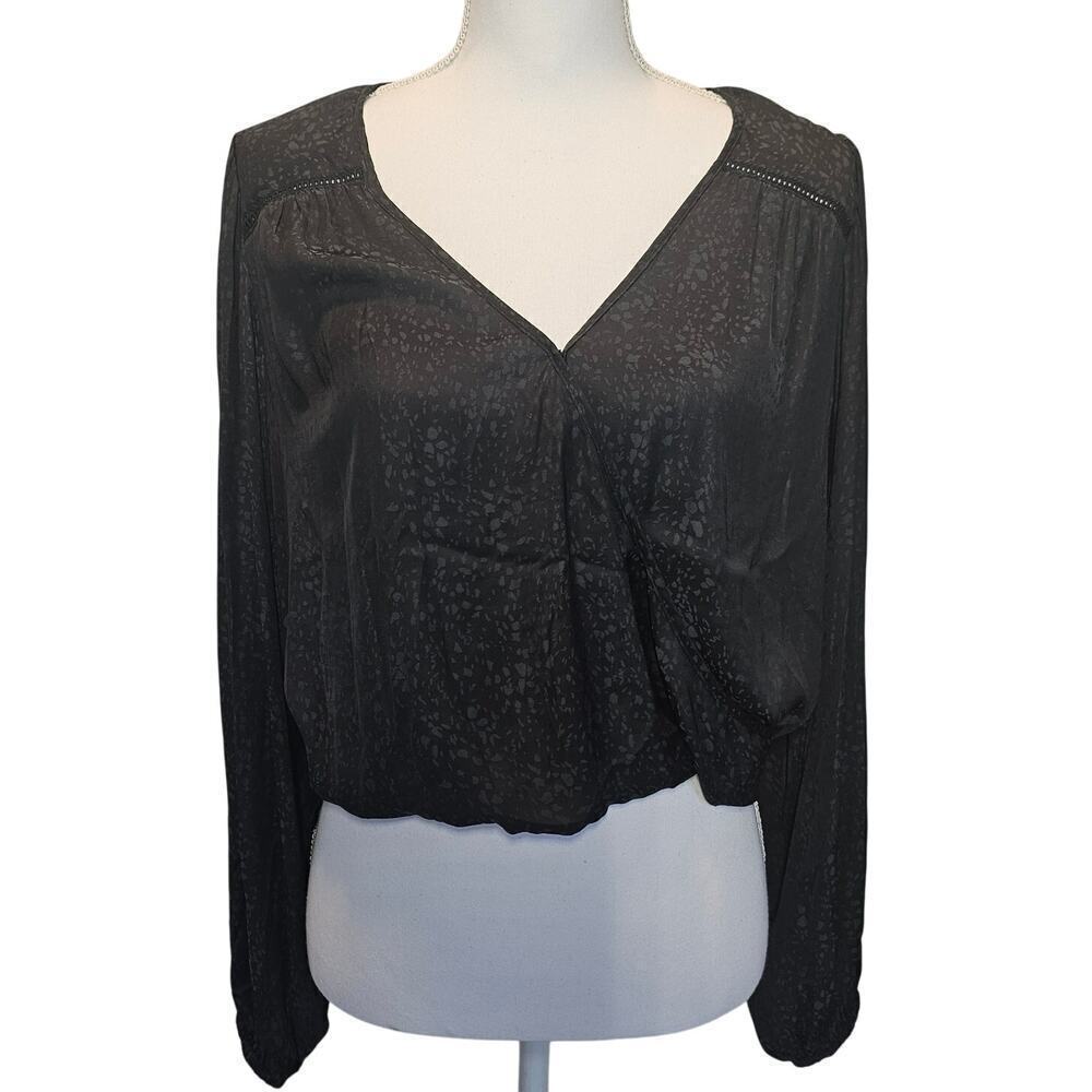 Gentle Fawn Aria Spotted Black Silky Flowy Balloon‎ Sleeve Blouse Size Small